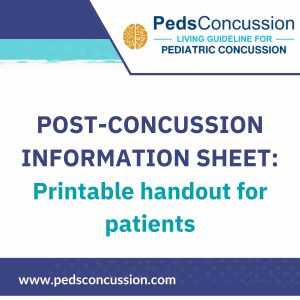 Post-Concussion Information Sheet for patients with a diagnosed concussion